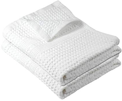 GILDEN TREE Waffle Hand Towels for Bathroom Quick Dry Towel Super Absorbent Thin 100% Cotton Lint Free, Hand Towels for Bathroom Set of 2, Classic Style (White)
