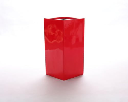 Elegant Einrichten Blumenkübel Fiberglas säule 30x30x90cm Hochglanz rot