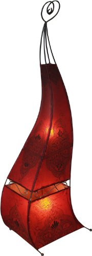 GURU SHOP Hennalampe, Leder Stehlampe/Stehleuchte - Mauretania 118 cm rot