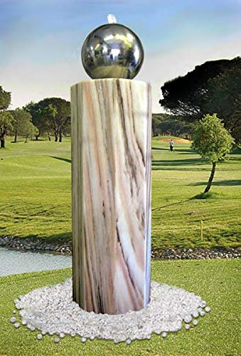 Gartenbrunnen Lichtsäule Oktogonia mit Edelstahlkugel