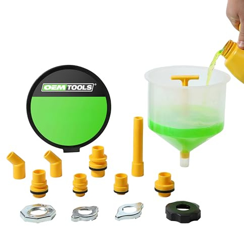 OEMTOOLS No-Spill Coolant Funnel Kit, 15 Piece Fluid and Oil Funnel Set, Allows Access To Hard-To-Reach Radiators
