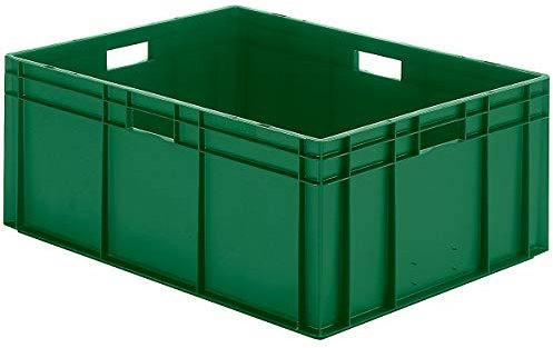 Bac gerbable normes Europe à parois et fond pleins - L x l x h 800 x 600 x 320 mm - vert, lot de 2 - bac en plastique bac gerbable bacs gerbables conteneur de stockage conteneur en plastique Bac de
