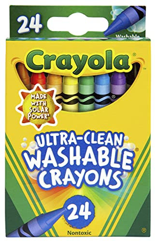 Crayola Non-Toxic Washable Crayon, 5/16 X 3-5/8 in, Assorted Color, Pack of 24