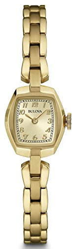 Bulova Ladies' Classic Dress Mini 2-Hand Quartz Watch, Stainless Steel, Arabic Markers, Gold Tone