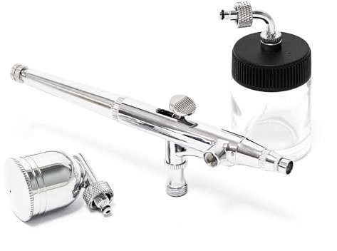 Wiltec Aerografo doppia azione mod.134, serbatoi 7 e 22 ml, ugello 0,3 mm, Aeropenna per aerografia