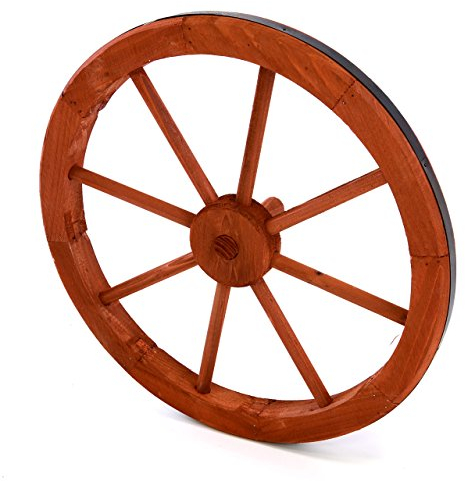 Nexos Holzrad Wagenrad Dekorad Holz Wagen Deko Rad mm rot braun Gartendeko (450 mm)