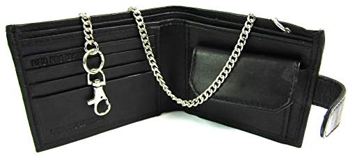 Leather Emporium Mens Black Leather Chain Wallet