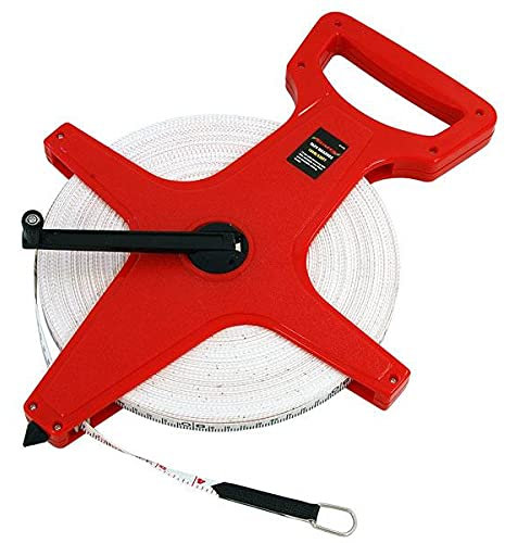 Neilsen CT1753-100m / 330ft Dual Scale Tape Measure with 13mm Wide Fibreglass Blade | ABS Case | Dynamic Rewind Handle | Ideal for Home or Workplace Use