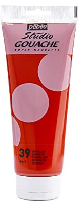 Pebeo - gouache-färg 220 ml - fin kvalitet gouache-färgrör - idealisk studiearbete - 1 tub på 220 ml Vermilion 270-039