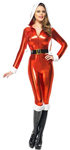 Smiffys Santa Whiplash Kostüm mit angenähtem Kapuzengürtel und Stiefeloberteilen (M)