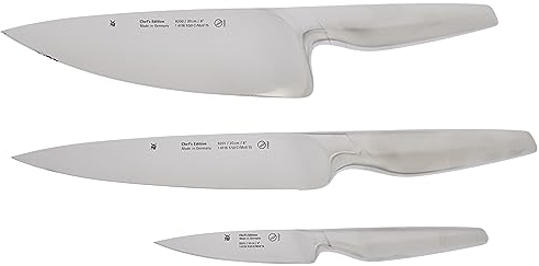 WMF Chef's Edition Messerset 3teilig, Made in Germany, 3 Messer geschmiedet, Küchenmesser, Kochmesser, Fleischmesser, Spickmesser, Performance Cut, Spezialklingenstahl, Holzbox