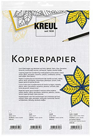 Kreul 7589 - Papel de copia para transferir motivos sobre fondo oscuro verde, 10 hojas blancas, aprox. 30 x 42 cm