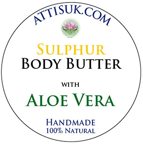 ATTIS Sulphur Body Butter with Aloe Vera | Vegan | with Lavender and Tea Tree Essential Oils | moisturising | rehydrating | face Cream | Hand Cream | Natural | Handmade (100ml)