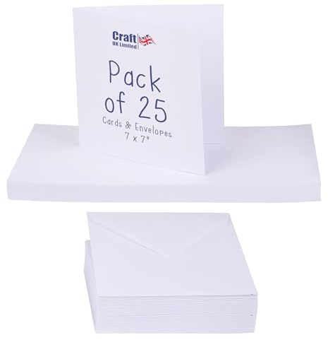 Craft UK 1064 Paquete de 25 Sobres y Tarjetas Blancas de 7 x 7 Pulgadas