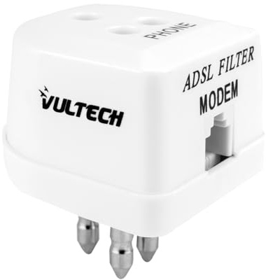 VulTech SN20312 Filtro ADSL Tripolare RJ11 | Adattatore per Modem ADSL/VDSL, Router e Telefono Fisso | Elimina Rumori e Interferenze sulla Linea Vocale