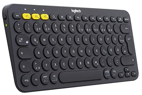 Logitech K380 Kabellose Bluetooth-Tastatur, Multi-Device & Easy-Switch Feature, Windows- und Apple-Shortcuts, PC/Mac/Tablet/Handy/Apple iOS+TV, Deutsches QWERTZ-Layout - Grafit