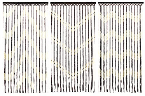 JVL 11-087 Provence Hanging Wooden Beaded Door Curtain Screen, Green, 90 x 180 cm