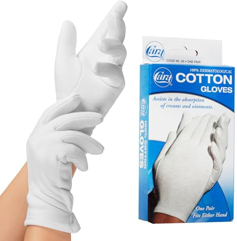 Cara Moisturizing Eczema Cotton Gloves, Extra Large, White, 1 Pair