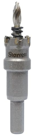Starrett Tungsten Carbide Tipped Hole Saw - SM19 Sheet Metal Cutter With Arbor & Pilot Drill Bit - For Drilling Stainless Steel Aluminum Alloy - 19 mm