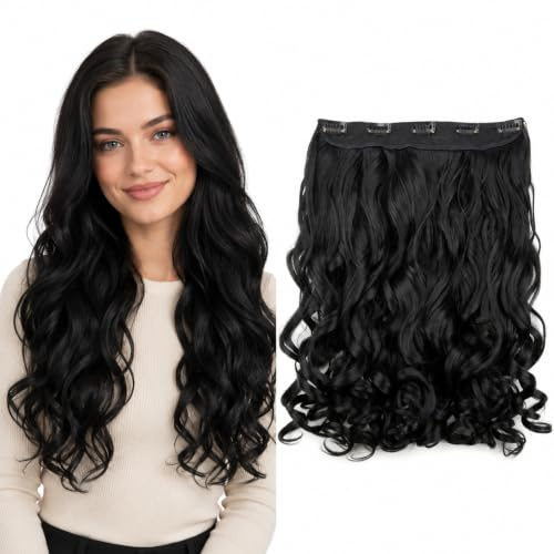 CAISHA 60cm Clip In ExtensionsExtensions Per I Capelli Posticcio Liscio Nero C51-1
