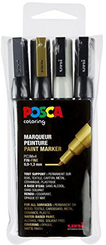 POSCA 186504 - POSCA Marker mit feiner Rundspitze, 4er Set