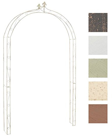 CLP Rosenbogen aus Metall stabil Anna, stabile Rankhilfe für Kletterpflanzen, wetterfester Gartenbogen in Landhausstil, Farbe:antik-Creme