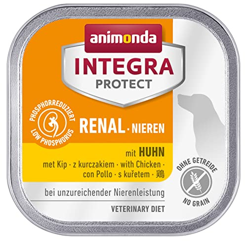 Nourriture de régime pour chien Integra Protect d’animonda, nourriture humide en cas d’insuffisance rénale chronique, au poulet, 11 x 150 g