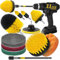 Holikme 11 Piece Drill Brush Attachment Set Scouring Pads Power Scrubber Brush Scrub Pads Cleaning Kit-All Purpose Cleaner for Bathroom Surfaces, Grout, Floor, Tub, Shower, Tile, Corners