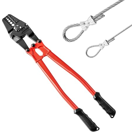 VEVOR Herramienta de Prensado Manual de 24, Arrugador de Alambre de Acero Aleado Capacidad de Prensado: 3/16 (5,0 mm), Herramienta de Engarzado Uso en Construcción de Cables e Industria Mecánica