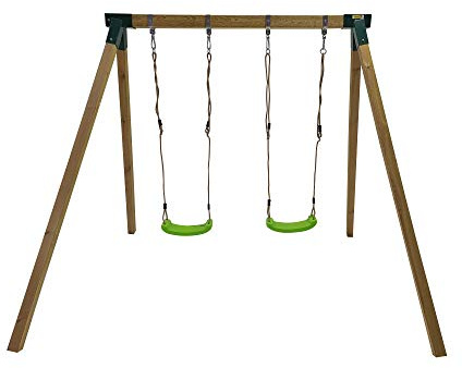 | MASGAMES | Columpio de Madera Cuadrada Karai Junior | Asientos Planos de plástico y Cuerdas Regulables | Anclajes incluidos | Uso doméstico |