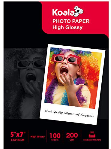 Koala Inkjet Hochglänzend Fotopapier 13x18 cm, 200 g/m², 100 Blatt, für Canon HP Epson Tintenstrahldrucker