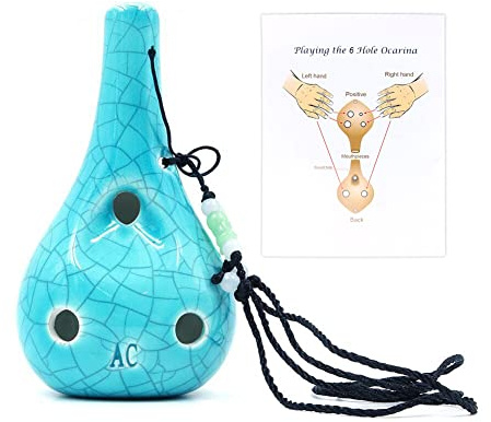 Alnicov 6-Loch-Ocarina,Weinflasche Stil Alto C Ocarina,Ice Crack Glazed Craft Blue