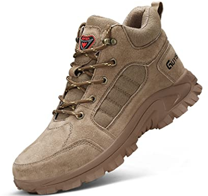 IYVW 0276BK Chaussure de Sécurité Homme S1P SRC Baskets Embout Acier Respirant Chaussures de Chaussures de Travail et randonnée Marron 43 EU