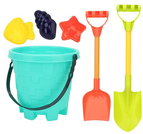 JAWSEU Lot de 6 Jouets de Sable Colorés pour La Plage, Kit de Jeu de Plage Enfant avec Seau Plage, Pelle, Moules à Sable Jouet de Sable Jeux de Plage Cadeau pour Enfants Garcon Fille
