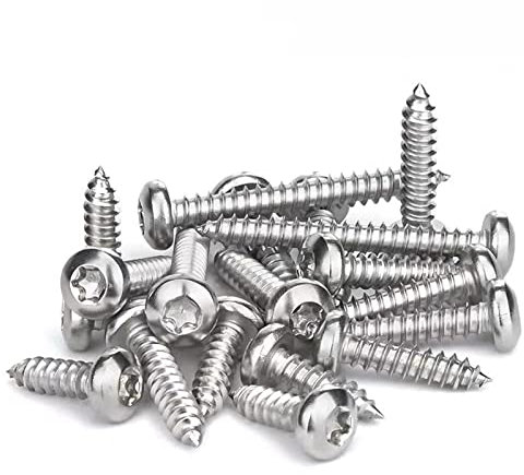 50 tornillos autorroscantes, M4 x 8 mm, tornillos multiusos, acero inoxidable 304, tornillos Torx de cabeza plana para madera, yeso y muebles
