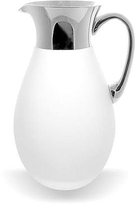 Brillibrum Brocca di vetro di design, 0,7 litri, con vero argento, in vetro di cristallo, per vino, succo, decanter per acqua, caraffa con bordo in argento fine sabbiato opaco (opaco, 0,7 litri)
