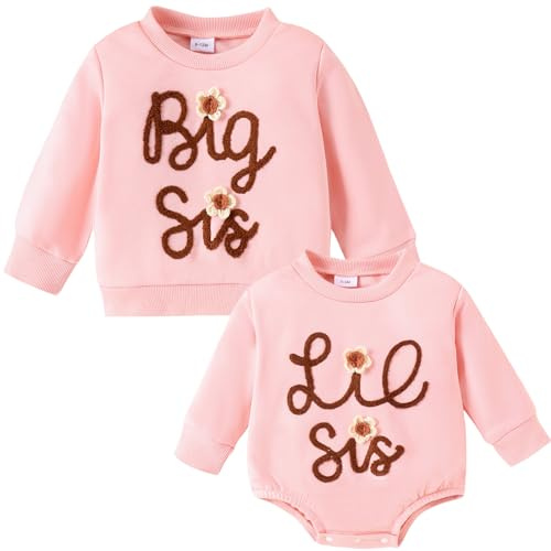 Winmany storasyster lillasyster matchande kläder storasyster pullover sweatshirt Lil Sis långärmad sparkdräkt för flickor baby