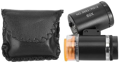 Mini 60X LED-Mikroskop, Taschenmikroskop Mit UV-Währungsdetektor, Einstellbarer Lichtwinkel, Taschenmikroskop-Lupe Für Schmuck, Antiquitäten, Schwarz