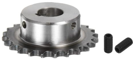 QUARKZMAN Pignon de Chaîne à Rouleaux ISO/DIN 06B-1, Type B, Alésage de 20 mm, Pas de 3/8, en Acier A3, Simple Brin, Denture Trempée de 24 Dents