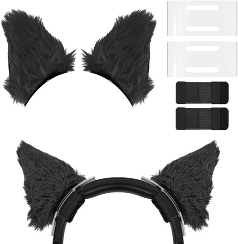 Geekria NOVA Headphone Headband Spacer and Cat Ears Attachment Set Compatible with Razer, JBL, Plantronics, Sennheiser, Logitech, Hyperx, Corsair Headphones, Easy DIY Installation (Black)