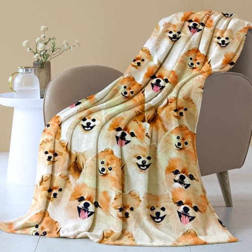 Pug Fleece Blanket - Dog Print Throw With Flannel Pattern, Suitable for Family Sofas, Beds, Outdoor Camping - Soft (150Cm x 130Cm)
