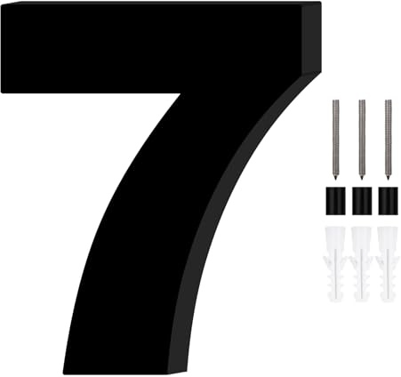 1 Pezzi Numero Civico Esterno,Numeri Civici da Esterno,Numero Civico,Numeri Civici,Numero Civico Esterno Personalizzato,Altezza 20cm,Nero(Numero 7)