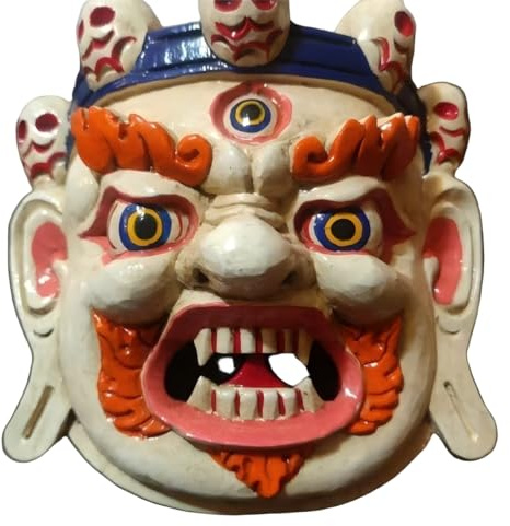 ZHANGgu Chinese Tibet Masks,Hand Carved Traditional Wooden Mask,Hand Carved Painted Wooden Mask,7 * 7 inches