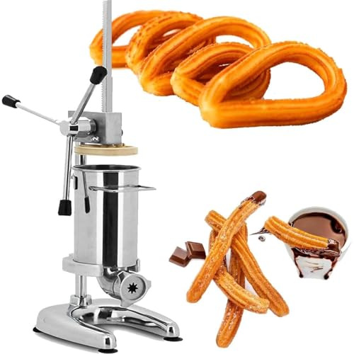 CUTANGELAR Presse À Pâte Manuelle, Machine À Churros Professionnelle. Caractéristiques Avec 5 Buses Interchangeables Et Capacité 2L. Pour Environnements De Restaurant Et Boulangerie.(2L)