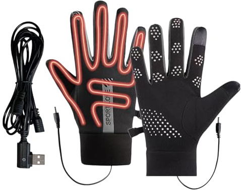 Guantes térmicos para hombre, calentador eléctrico alimentado por USB, 3 modos, guantes calefactables ajustables, equipo de invierno para mujeres y adultos, para clima frío, senderismo, escalada