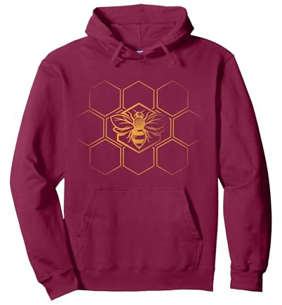 Camicia da Apicoltore, Apicoltura - Nido d'Ape, Apicoltura Felpa con Cappuccio, Unisex per Adulti, Bordeaux, XXL