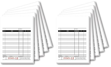 30er Sparpack Sigel KC620 Kassenblock mit Additionsblatt, 10x16,5cm, 5 Stück á 2x50 Blatt (30 Stück)