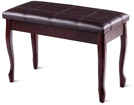 Giantex Duet Piano Bench with Storage, Keyboard Bench with Padded Cushion, Solid Wood Legs, Storage Compartment for Music Books, Comfortable PU Leather Piano Stool, 360 LBS Load Capacity