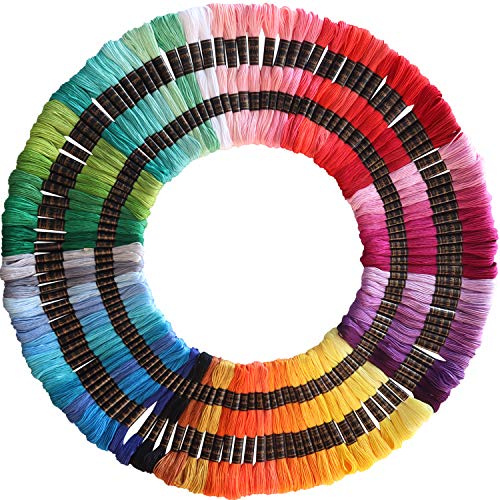 122 matassine di filo da ricamo – fili per punto croce, braccialetti dell'amicizia, filo interdentale per lavori artigianali, 8 m/matasse, 6 fili di filo