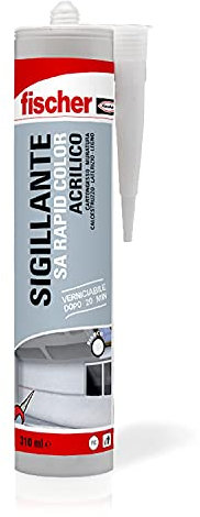Fischer SA RAPID COLOR Sigillante Acrilico Asciugatura Rapida, Finitura Liscia, Acrilico, Verniciabile, Per Giunti, Cartongesso, Cemento, Legno, Inodore, Senza Solventi, Uso Interno, 552336, Bianco